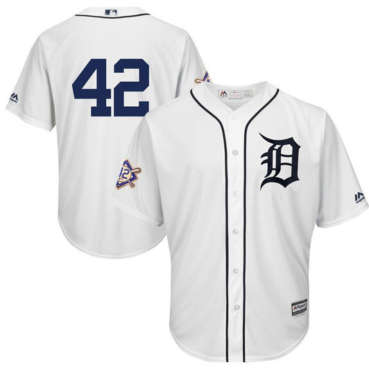 Detroit Tigers Majestic 2019 Jackie Robinson Day Official Cool Base Jersey White 2019