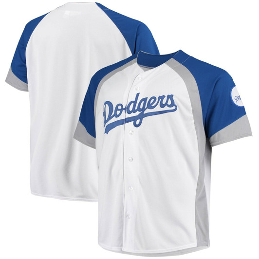 Men'S Los Angeles Dodgers White/Royal Big & Tall Color Block Team Baseball Jersey Mlb Baseball Jersey820