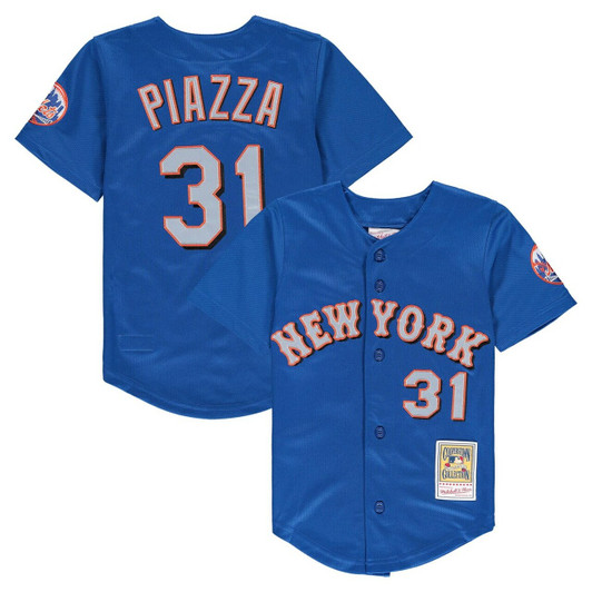 New York Mets Mike Piazza Mitchell & Ness Royal Cooperstown Collection Mesh Baseball Jersey Mlb Baseball Jersey1027