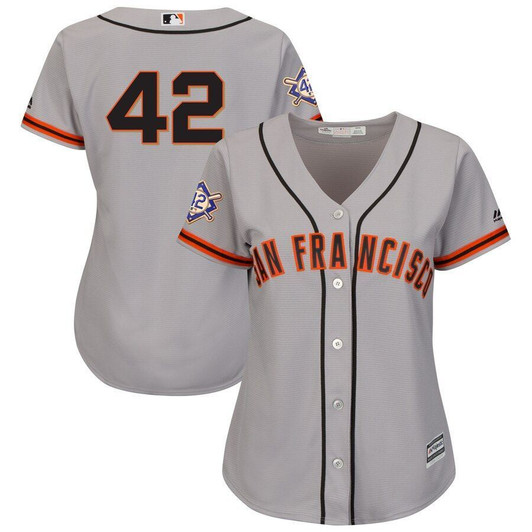 San Francisco Giants Majestic Womens 2019 Jackie Robinson Day Official Cool Base Jersey Gray 2019