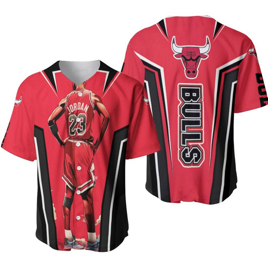 Michael Jordan 23 Chicago Bulls Standing Baseball Jersey