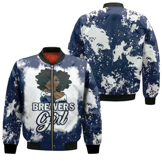 Milwaukee Brewers Girl African Girl MLB Team Allover Design Gift For Milwaukee Brewers Fans Bomber Jacket