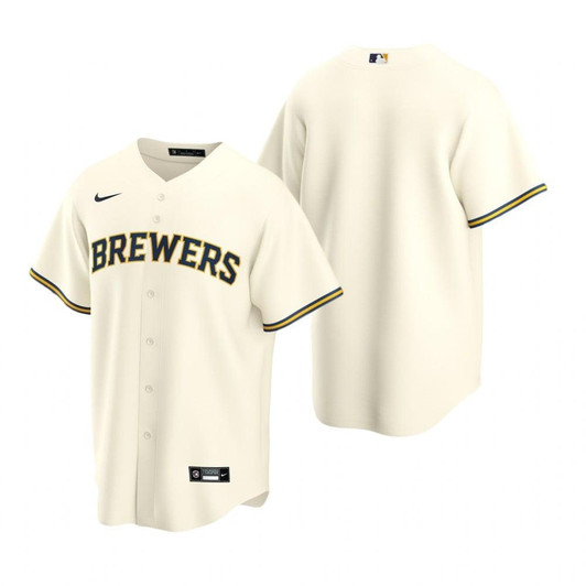 Mens Milwaukee Brewers Mlb Team 2020 Alternate Cream Jersey Gift For Brewers Fans Baseball Fans