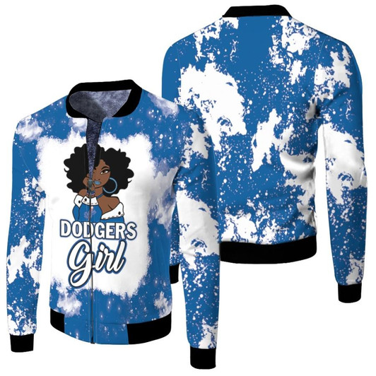 Los Angeles Dodgers Girl African Girl MLB Team Allover Design Gift For Los Angeles Dodgers Fans Fleece Bomber Jacket