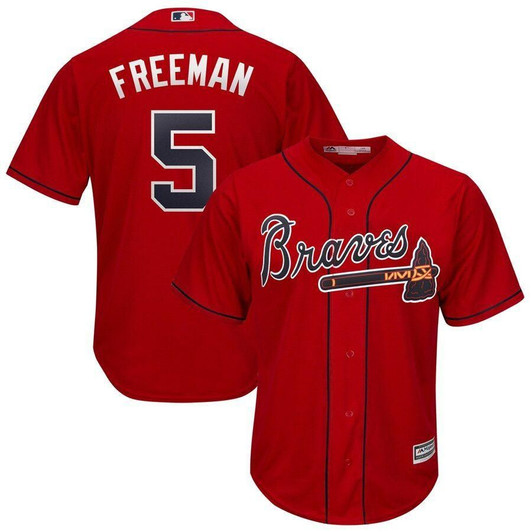 Freddie Freeman Atlanta Braves Majestic 2019 Alternate Official Cool Base Player Jersey Scarlet 2019