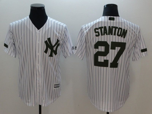 New York Yankees Giancarlo Stanton #27 White Mlb Throwback Jersey