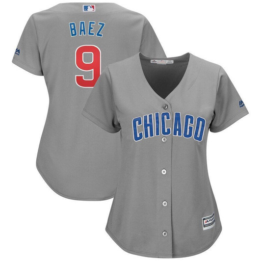 Javier Baez Chicago Cubs Majestic Womens Cool Base Player Jersey Gray 2019