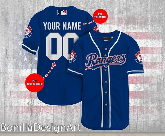 Texas Rangers Personalized Name and Number Baseball Jersey For Fans