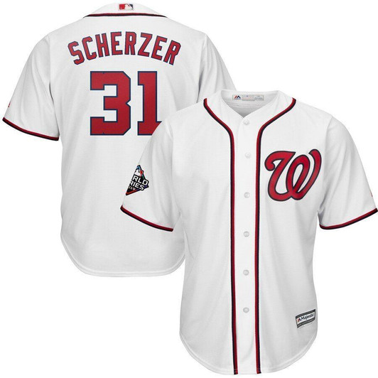 Max Scherzer Washington Nationals Majestic 2019 World Series Bound Official Cool Base Player Jersey White