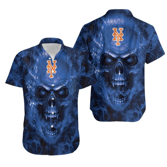 New York Mets MLB fan skull Hawaiian Shirt