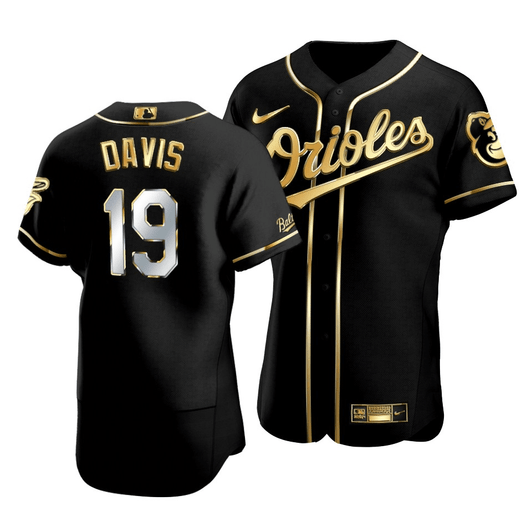Men'S Baltimore Orioles Chris Davis #19 Golden Edition Black  Jersey