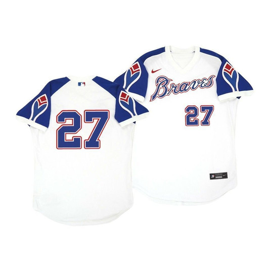 Atlanta Braves Austin Riley #27 Cooperstown White Throwback Home Jersey