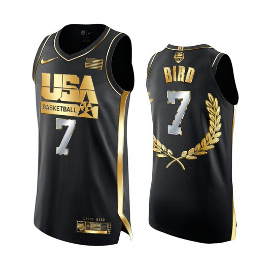 Larry Bird 1992 Dream Team Glory Golden  Black Jersey 