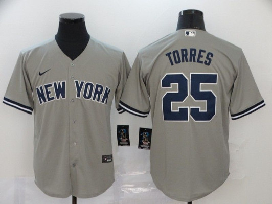 New York Yankees Gleyber Torres #25 2020 Mlb Grey Jersey