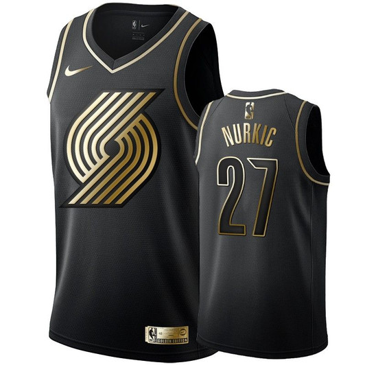 Men'S Portland Trail Blazers Jusuf Nurkic Black #27 Golden Edition Swingman Jersey