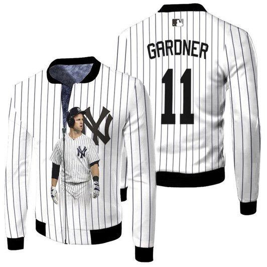 New York Yankees Brett Gardner 11 NBA Legends White 2019 3D Allover Designed Gift For Yankees Fans Fleece Bomber Jacket