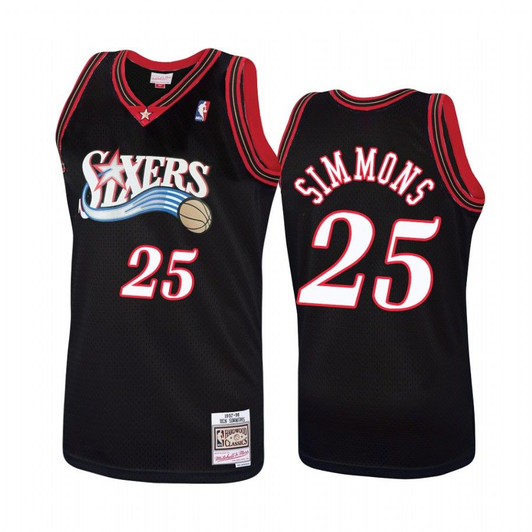 Philadelphia 76Ers #25 Ben Simmons Hardwood Classics Black Jersey