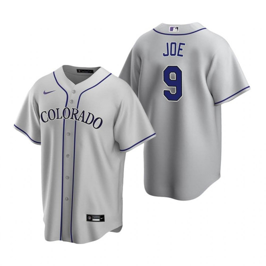 Mens Colorado Rockies #9 Connor Joe Road Gray Jersey Gift For Rockies Fans