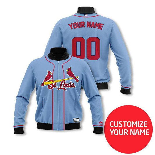 St. Louis Cardinals #00 Personalized Blue Jersey Style Gift With Custom Number Name For Cardinals Fans Bomber Jacket