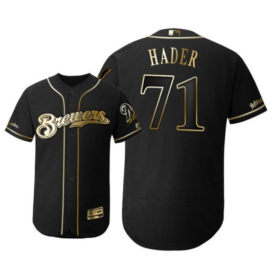 Milwaukee Brewers #71 Josh Hader Mlb 2019 Golden Edition Black Jersey Gift For Brewers Fans