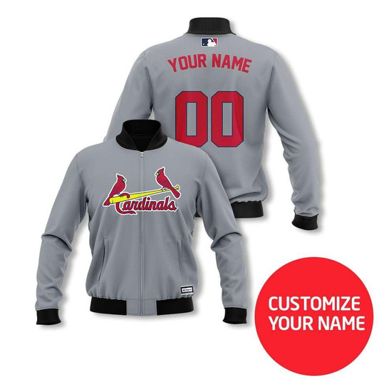 St. Louis Cardinals #00 Personalized Silver Jersey Style Gift With Custom Number Name For Cardinals Fans Bomber Jacket