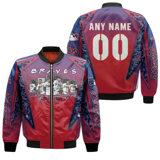 Atlanta Braves Legends Captain MLB Baseball Team Logo 3D Designed Allover Gift With Custom Name Number For Braves Fans Bomber Jacket