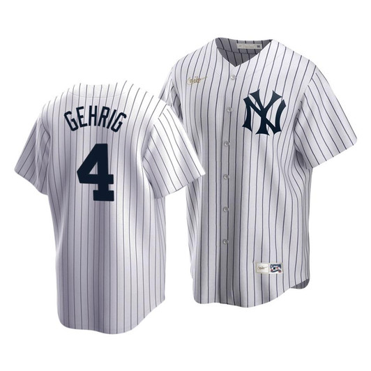 MenS New York Yankees Lou Gehrig #4 Cooperstown Collection White Home Jersey