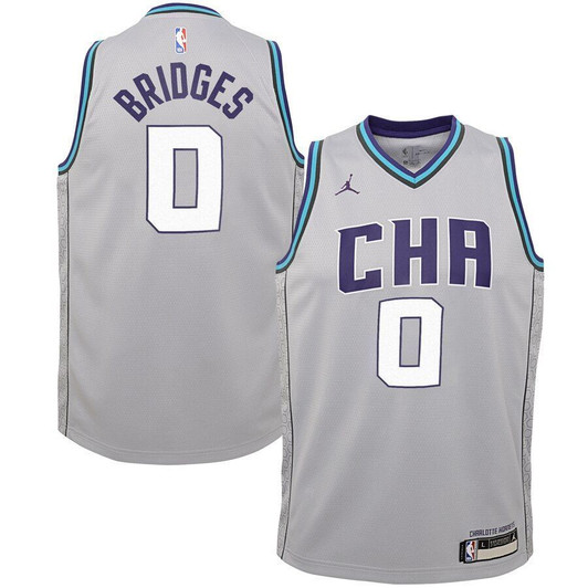 Miles Bridges Charlotte Hornets Jordan Brand Youth Jersey Gray City Edition