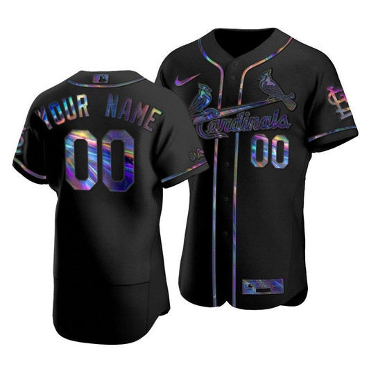 Men'S St. Louis Cardinals Custom #00 Iridescent Logo Holographic Limited Jersey Black