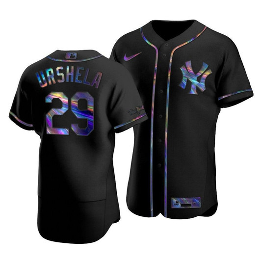 Men'S New York Yankees Gio Urshela #29 Iridescent Logo Holographic Limited Jersey Black