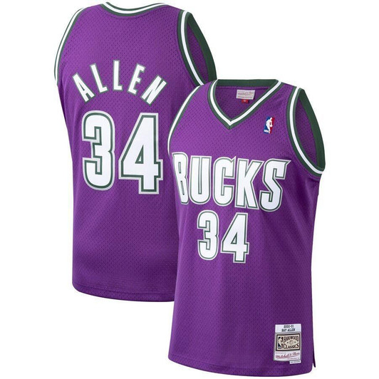 Ray Allen Milwaukee Bucks Hardwood Classics 2000-01 Jersey Purple 2019