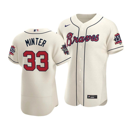 Atlanta Braves A.J. Minter #33 2021 Mlb All-Star Game Patch Alternate Jersey Cream
