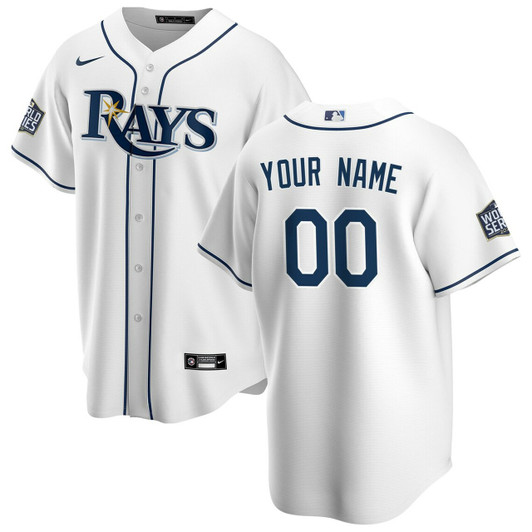 Men'S Tampa Bay Rays White 2020 World Series Bound Custom Baseball Jersey Mlb Baseball Jersey180
