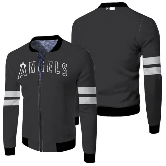 Los Angeles Angels Black 2019 Jersey Inspired Style Fleece Bomber Jacket