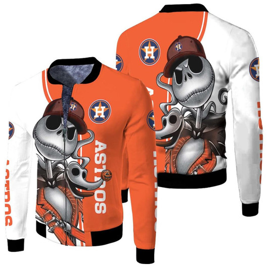 Houston Astros Jack Skellington And Zero Fleece Bomber Jacket Model 2514 - BOBBY SHOP