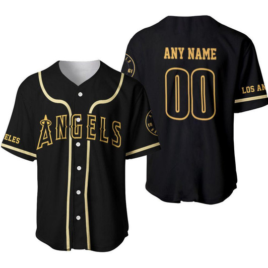 Personalized Los Angeles Angels 00 Anyname 2020 Mlb Golden Black Jersey Inspired Style Gift For Los Angeles Angels Fans Baseball Jersey - MLB