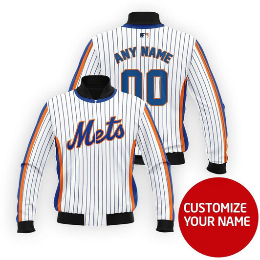 New York Mets #00 Personalized White Jersey Style Gift With Custom Number Name For Mets Fans Bomber Jacket