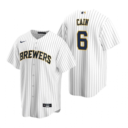 Mens Milwaukee Brewers #6 Lorenzo Cain Alternate White Jersey Gift For Brewers Fans