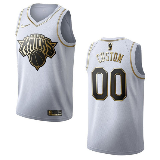 New York Knicks 00 Custom Golden Edition White 3D Jersey
