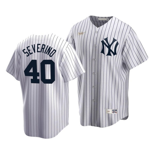 MenS New York Yankees Luis Severino #40 Cooperstown Collection Gray Road Jersey