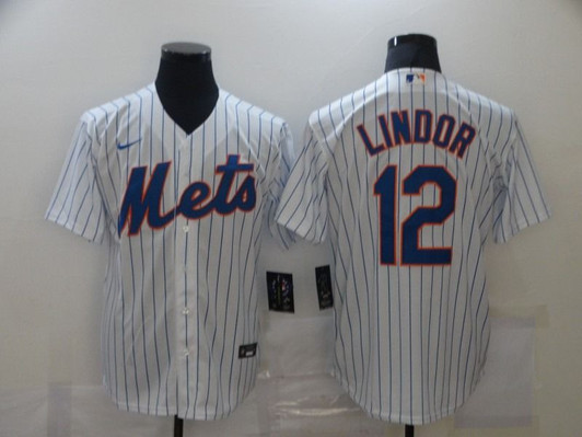 12 New York Mets Francisco Lindor White Line Jersey