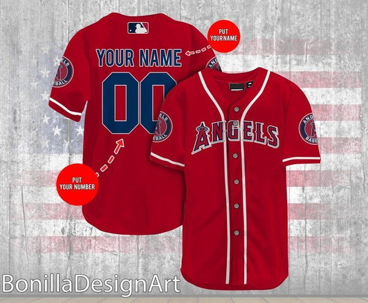 Los Angeles Angels Personalized Name and Number Baseball Jersey For Fans