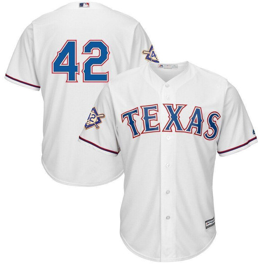 Texas Rangers Majestic 2019 Jackie Robinson Day Official Cool Base Jersey White 2019