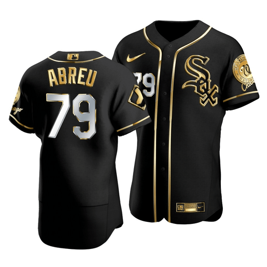 Men'S Chicago White Sox Jose Abreu #79 Golden Edition Black  Jersey