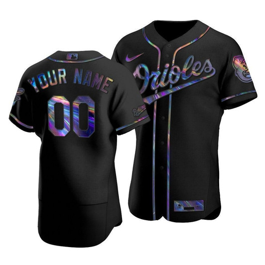 Men'S Baltimore Orioles Custom #00 Iridescent Logo Holographic Limited Jersey Black
