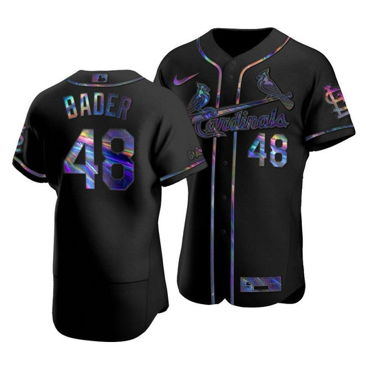 Men'S St. Louis Cardinals Harrison Bader #48 Iridescent Logo Holographic Limited Jersey Black