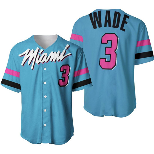 Dwyane Wade Heat 2020 Blue City Edition Jersey Inspired Baseball Jersey
