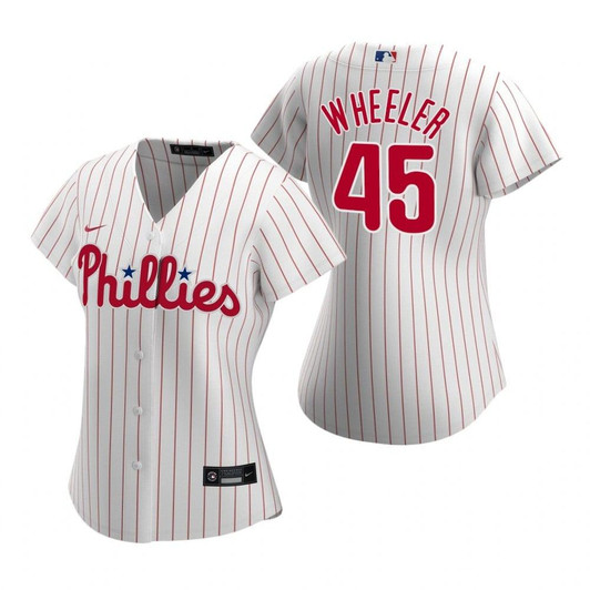 Womens Philadelphia Phillies #45 Zack Wheeler 2020 White Jersey Gift For Phillies Fans