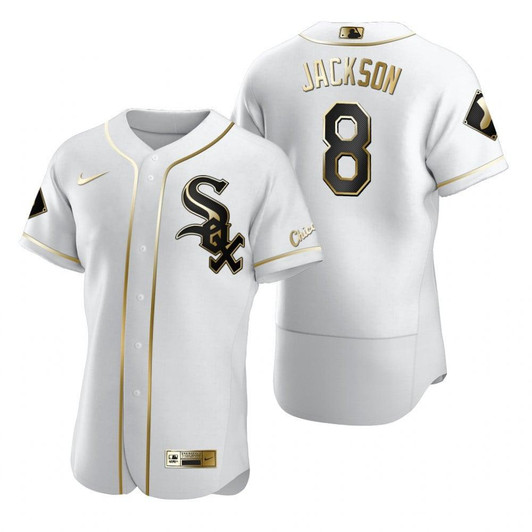 Chicago White Sox #8 Bo Jackson Mlb Golden Edition White Jersey Gift For White Sox Fans