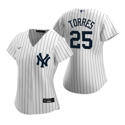 Womens New York Yankees #25 Gleyber Torres 2020 White Jersey Gift For Yankees Fans